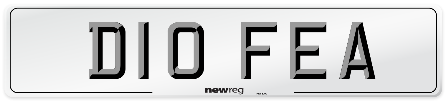 D10 FEA Number Plate from New Reg